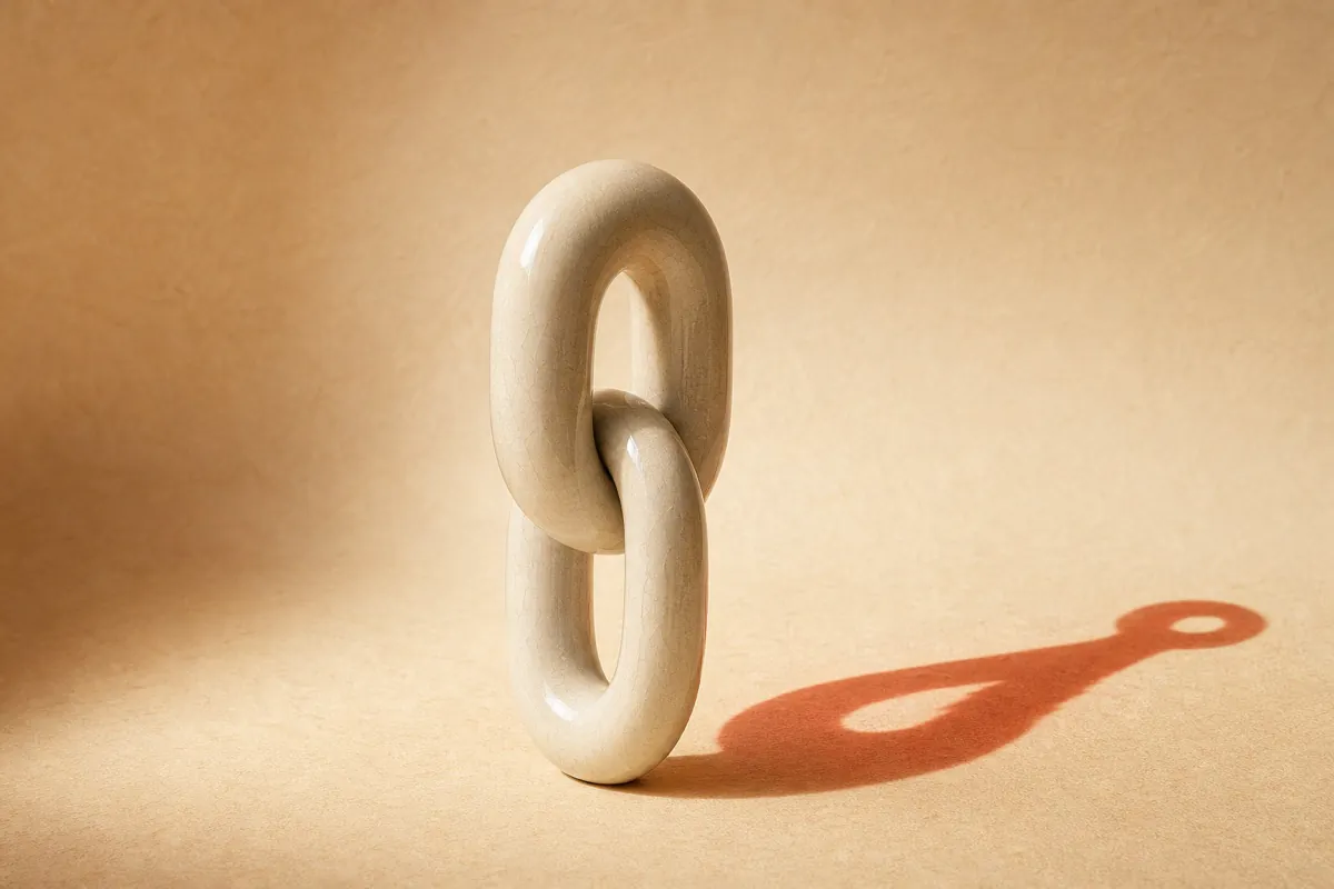 A cursor hovering over a chain link that casts a fishhook-shaped shadow